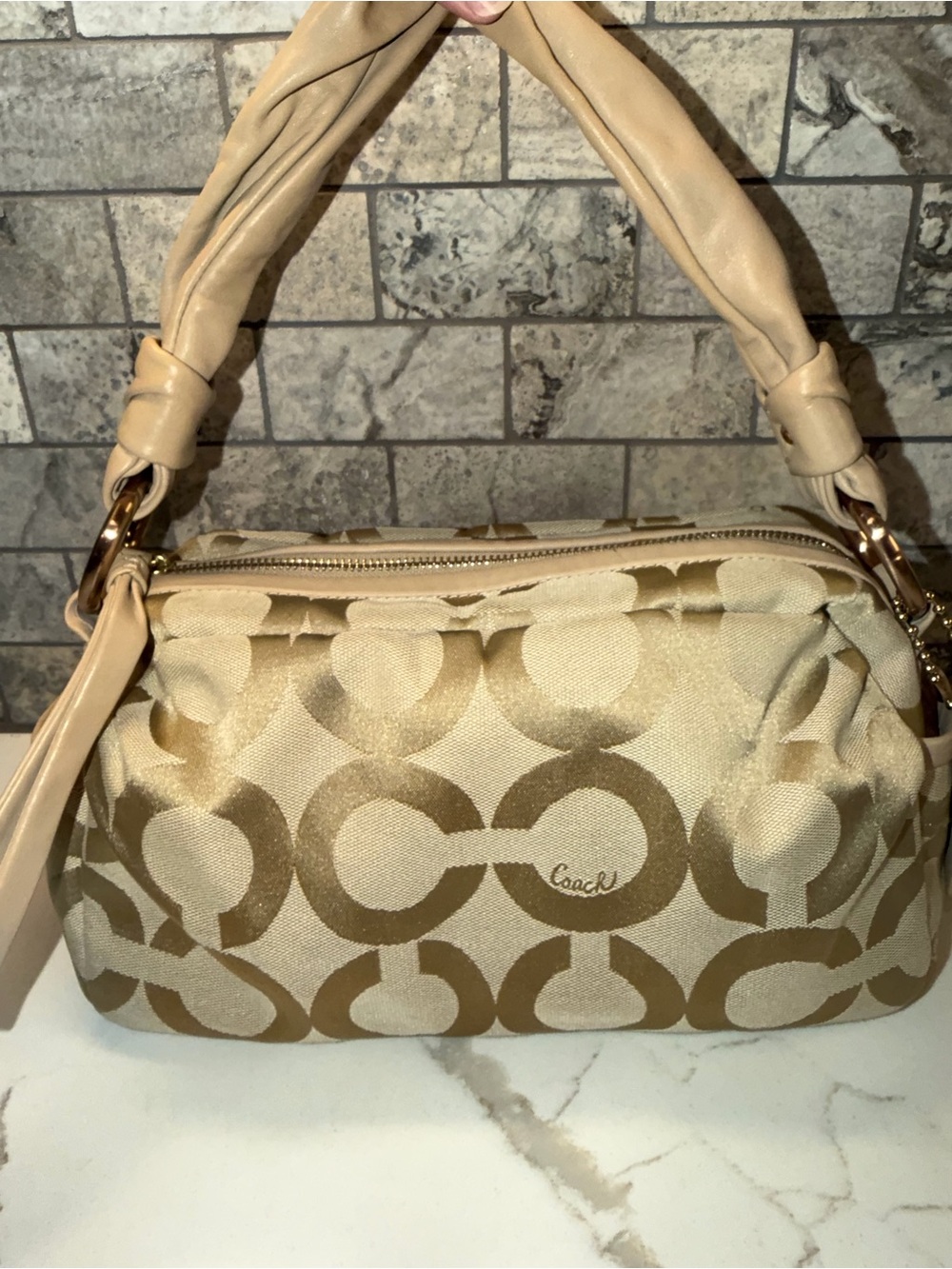 Coach 2008 Parker Opt Art Canvas Shoulder Bag in Beige